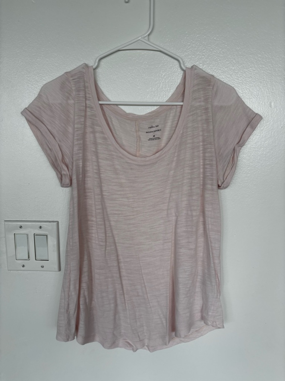 Banana Republic Scoop Neck Short Sleeve Tee - Light Pink